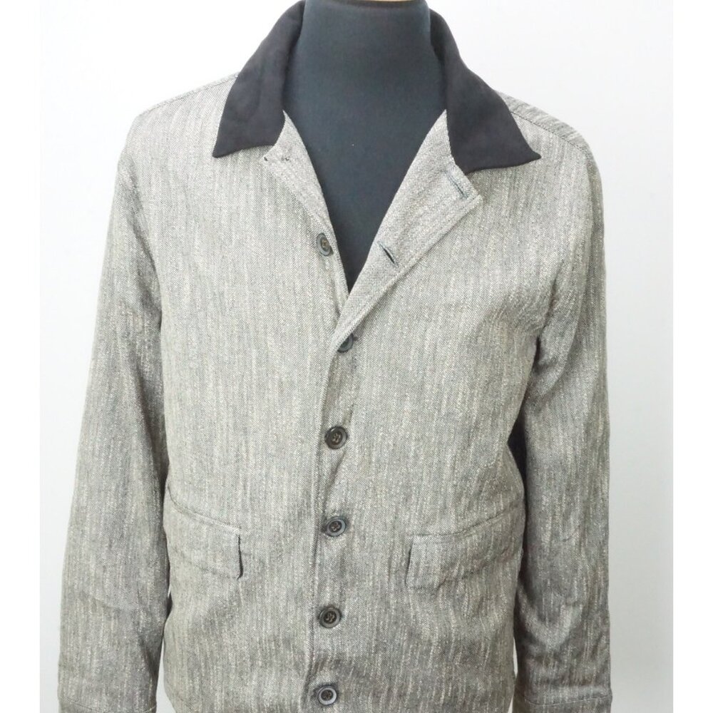 John Varvatos Reg Fit Button Front Chore Coat Leather Collar Jacket M Brand New 